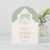 Tropisch Decoratief Boho Palmboom Monogram Kaart (Staand voorkant)