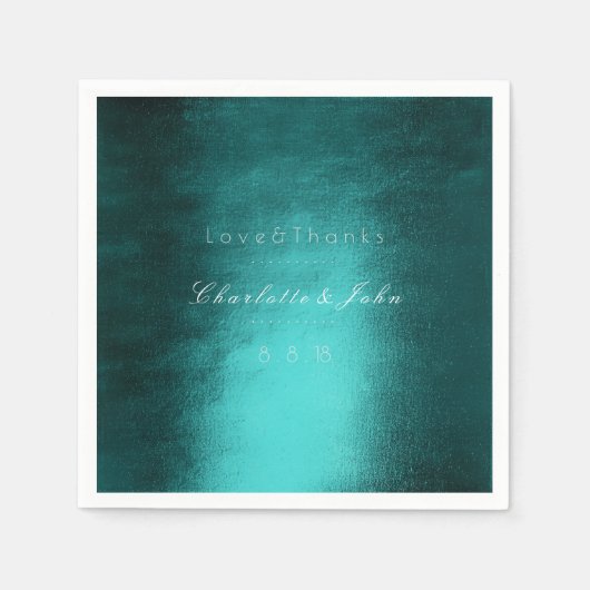 Tropisch Deep Green Minimal Blauwgroen Metallic We Servetten (Voorkant)