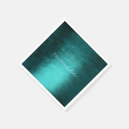 Tropisch Deep Green Minimal Blauwgroen Metallic We Servetten (Hoek)