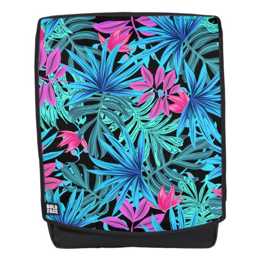 Tropisch design Blauw en Roze Floral Rugtassen (Voorkant)