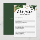 Tropisch die de Bride Best Shower Game Kaart kent (Voorkant / Achterkant)