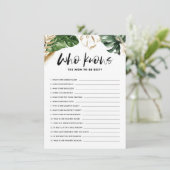 Tropisch die mama het beste Baby shower spel kent Informatiekaartje (Staand voorkant)