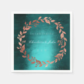 Tropisch diepe groene goudroze penseel Blauwgroen  Servetten (Voorkant)