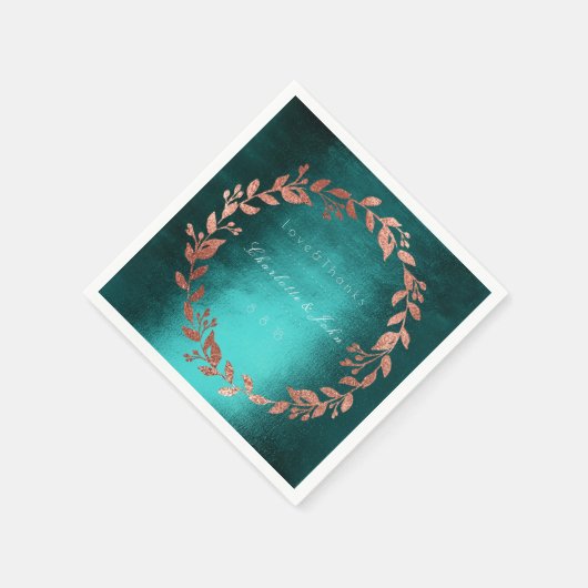 Tropisch diepe groene goudroze penseel Blauwgroen  Servetten (Hoek)