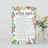 Tropisch dier raad eens wie! Baby shower game Briefpapier (Staand voorkant)