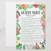 Tropisch dier raad eens wie! Baby shower game Briefpapier (Voorkant / Achterkant)