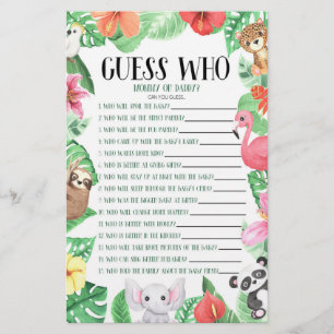 Tropisch dier raad eens wie! Baby shower game Briefpapier