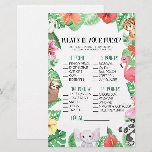 Tropisch dier wat zit er in het paarse Baby shower Briefpapier (Voorkant / Achterkant)