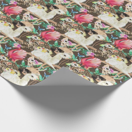 Tropisch dierpatroon cadeaupapier (Hoek)