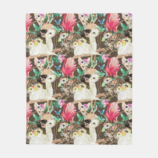 Tropisch dierpatroon fleece deken (Voorkant)
