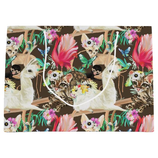 Tropisch dierpatroon groot cadeauzakje (Voorkant)