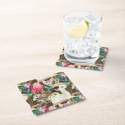 Tropisch dierpatroon kartonnen onderzetters (Insitu)