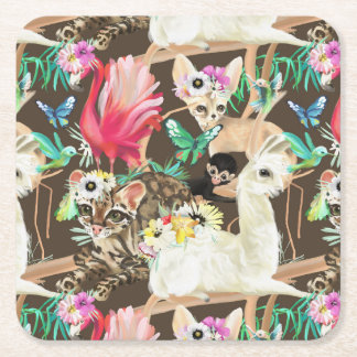 Tropisch dierpatroon kartonnen onderzetters