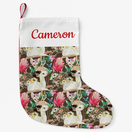 Tropisch dierpatroon kleine kerstsok (Voorkant)