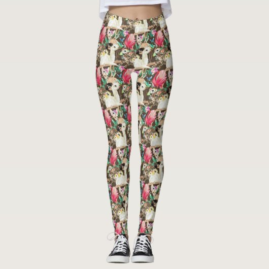 Tropisch dierpatroon leggings (Voorkant)