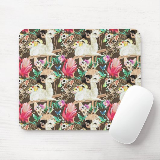 Tropisch dierpatroon muismat (Met muis)