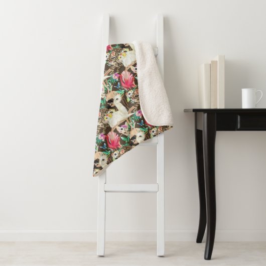 Tropisch dierpatroon sherpa deken (In situ)