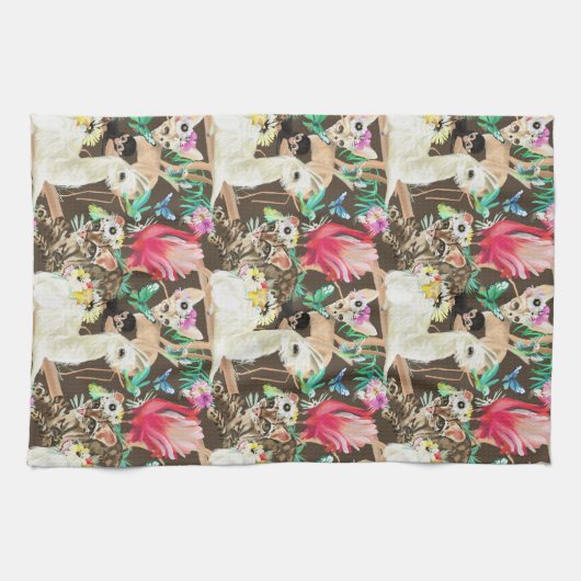 Tropisch dierpatroon theedoek (Horizontaal)