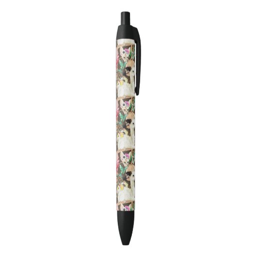 Tropisch dierpatroon zwarte inkt pen (Achterkant (Verticaal))