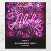 Tropisch Disco Bachelorette Feest Neon Wijn Etiket (Enkel label)