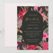 Tropisch donker Boho Floral Vrijgezellenfeest Invi Bedankkaart (Voorkant / Achterkant)