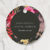 Tropisch donker Boho levendig rood bloesje bruilof Bedankjes Labels (Voorkant)