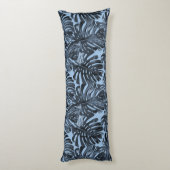 Tropisch donkerblauw grijs monstera Oerwoud lekt Lichaamskussen (Achterkant (Verticaal))