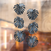 Tropisch Donkerblauw Set van 6 Oerwouden bladeren Raamsticker (Vel 2)