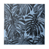 Tropisch donkergrijs blauw Oerwoud blad Tegeltje (Voorkant)