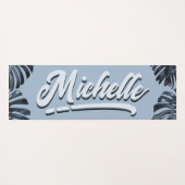 Tropisch donkergrijs blauw Oerwoud verlaat naam Yogamat (Achterkant (horizontaal))