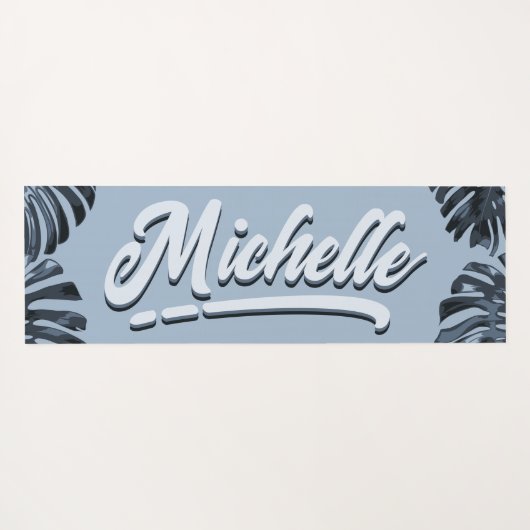 Tropisch donkergrijs blauw Oerwoud verlaat naam Yogamat (Achterkant (horizontaal))