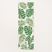 Tropisch donkergroen, gouden bladeren en monogram yogamat (Voorkant)