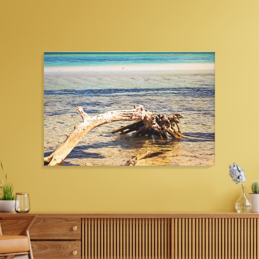 Tropisch drijfhout Bahia Honda Beach Foto Canvas Afdruk (Insitu (Woonkamer))