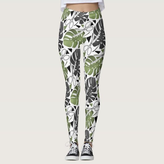 Tropisch drukmonster verlaat schaar oerwoud exo leggings (Voorkant)