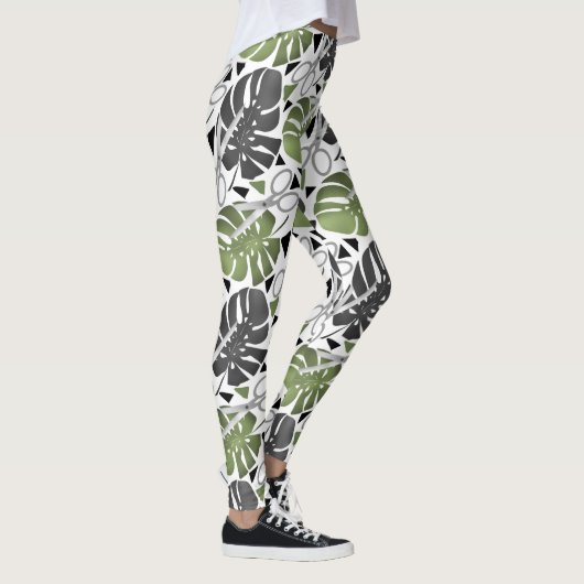 Tropisch drukmonster verlaat schaar oerwoud exo leggings (Rechts)