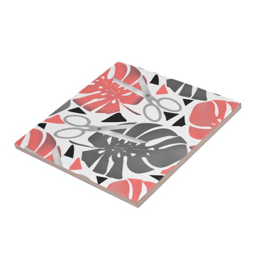 Tropisch drukmonster verlaat schaar oerwoud exo tegeltje (Zijkant)