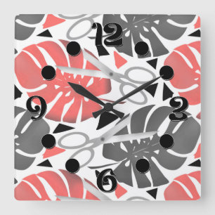 Tropisch drukmonster verlaat schaar oerwoud exo vierkante klok