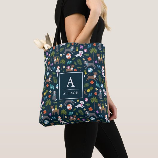 Tropisch duogpatroon bevestigen | Gepersonaliseerd Tote Bag (Dichtbij)