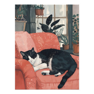 Tropisch dutje: Gezellige kat in Oerwoud Home Foto Afdruk