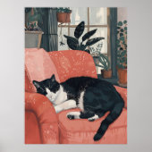 Tropisch dutje: Gezellige kat in Oerwoud Home Poster (Voorkant)