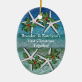 Tropisch Eerste Kerstmis Gepersonaliseerd Ornament (Voorkant)