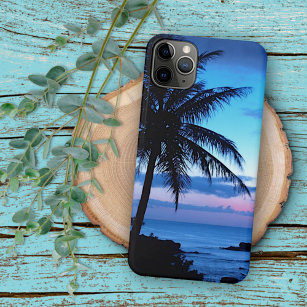 Tropisch eiland Beach Ocean Pink Blue Sunset Foto iPhone 11Pro Max Hoesje