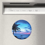 Tropisch eiland Beach Ocean Pink Blue Sunset Foto Magneet (Insitu (Vaatwasser))