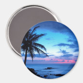 Tropisch eiland Beach Ocean Pink Blue Sunset Foto Magneet (Voorkant / Achterkant)