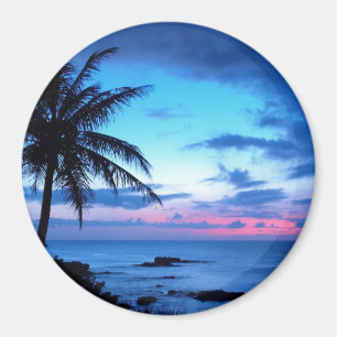 Tropisch eiland Beach Ocean Pink Blue Sunset Foto Magneet