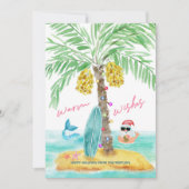 Tropisch eiland Beach Santa Mermaid Kerstmis Feestdagenkaart (Voorkant)