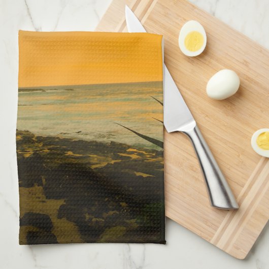 Tropisch eiland Beach Sunset Kitchen Towel Theedoek (Quarter Fold)
