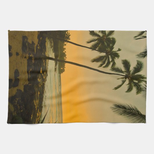 Tropisch eiland Beach Sunset Kitchen Towel Theedoek (Horizontaal)