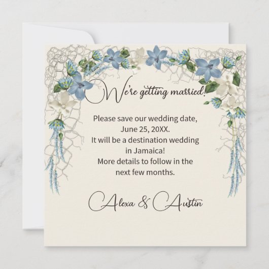 Tropisch eiland Bewaar onze date Kaart (Achterkant)