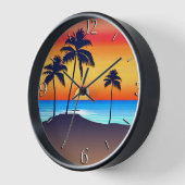 Tropisch eiland bij zonsondergang met palmbomen (Hoek)